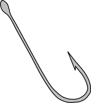 Single Fish Hook Outline PNG Image