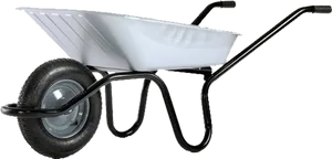 Single Wheel White Wheelbarrow PNG Image