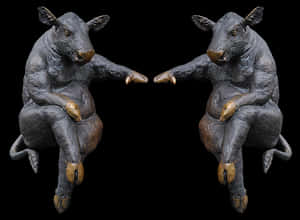 Sitting Cow Sculpture Mirrored PNG image with transparent background