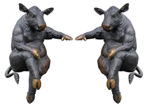 Sitting Cow Sculpture Mirrored PNG Image