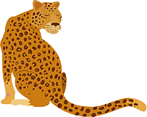 Sitting Leopard Illustration PNG Image