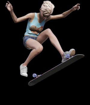 Skateboarder Mid Air Trick PNG image with transparent background