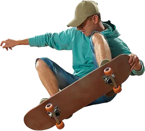 Skateboarderin Action Pose PNG Image