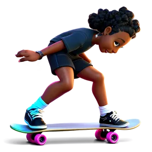 Skateboarding Black Girl Cartoon Png 06252024 PNG Image