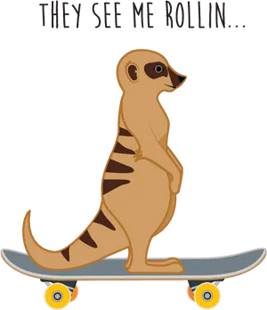 Skateboarding Meerkat Cartoon PNG Image