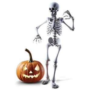 Skeleton Dancing Beside Pumpkin Png Wif61 PNG Image