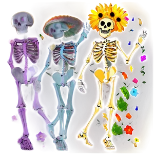 Skeleton Dancing With Flowers Png 06282024 PNG Image