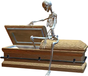 Skeleton Rising From Coffin PNG Image