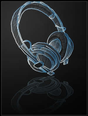 Sketch Style Headphoneson Black PNG image with transparent background