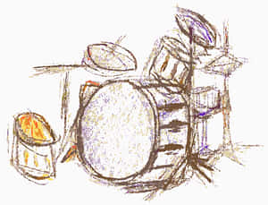 Sketchof Drum Set PNG image with transparent background