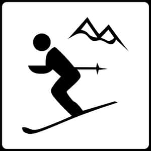 Skiing Silhouette Icon PNG image with transparent background