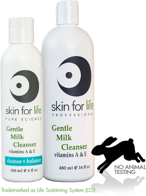 Skin For Life Gentle Milk Cleanser Bottles PNG Image