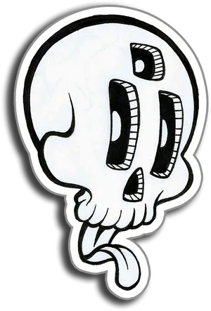 Skull Art Sticker Design PNG Image