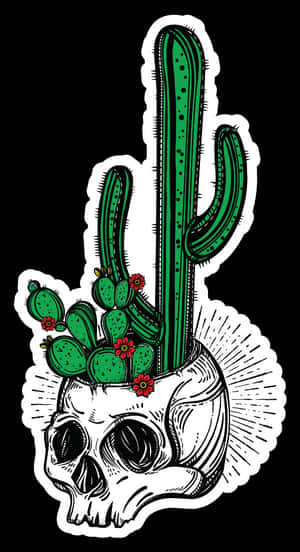 Skull Cactus Hybrid Art PNG image with transparent background