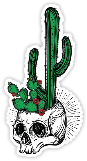 Skull Cactus Hybrid Art PNG Image