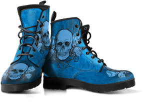 Skull Obsession Blue Punk Leather Boots - Boot, HD Png Download PNG image with transparent background