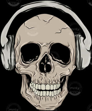 Skull Wearing Headphones Artwork PNG image with transparent background