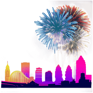 Skyline with Fireworks PNG xub PNG with transparent background