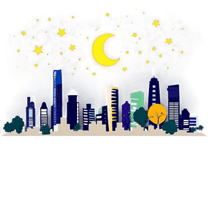 Skyline with Stars PNG wtx74 PNG with transparent background
