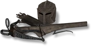 Skyrim Helmetand Weapons PNG Image