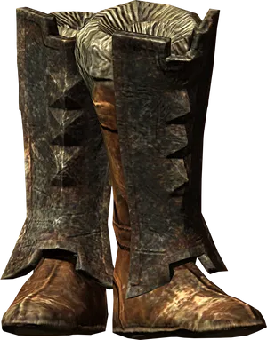 Skyrim Leather Boots3 D Model PNG Image