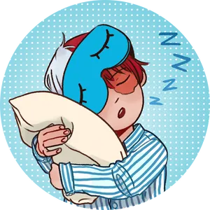 Sleeping Animated Characterwith Sleep Mask PNG Image