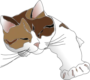 Sleeping Calico Cat Illustration PNG Image