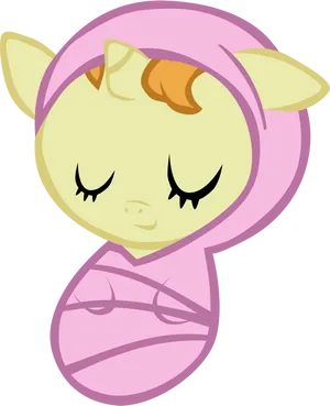 Sleeping Cartoon Foal In Swaddle.png PNG Image