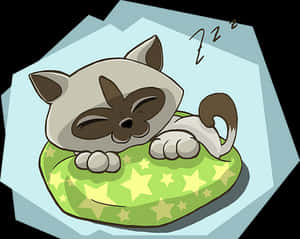 Sleeping Cartoon Kittenon Pillow.jpg PNG image with transparent background