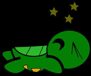 Sleeping Cartoon Turtle Under Stars PNG image with transparent background