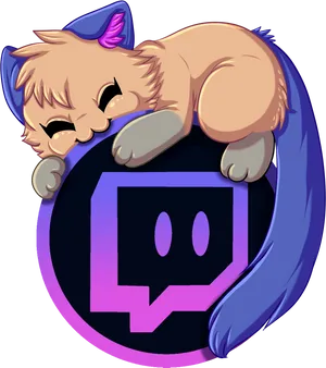 Sleeping Caton Twitch Logo PNG Image