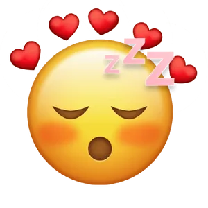 Sleeping Facewith Hearts Emoji PNG Image