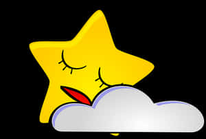 Sleeping Staron Cloud Illustration PNG with transparent background
