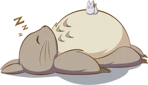 Sleeping Totoroand Soot Sprite PNG Image