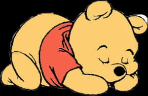Sleeping Winnie The Pooh Cartoon PNG image with transparent background