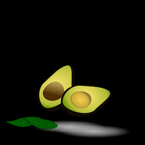 Sliced Avocadowith Leaf PNG image with transparent background