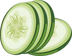 Sliced Cucumber Vector Illustration PNG Image