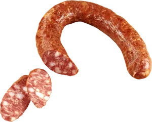 Sliced Cured Sausage Transparent Background PNG Image