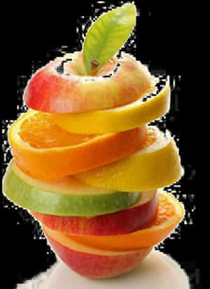 Sliced Fruit Tower Creative Composition PNG with transparent background