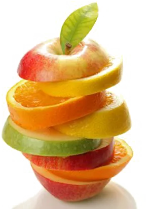 Sliced Fruit Tower Creative Composition PNG Image