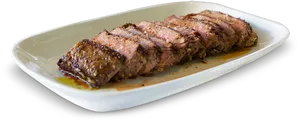 Sliced Grilled Steakon Plate PNG Image