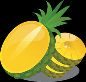 Sliced Pineapple Vector Illustration PNG image with transparent background