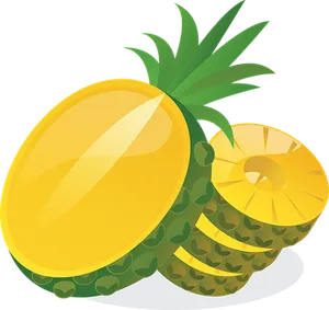 Sliced Pineapple Vector Illustration PNG Image