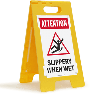 Attention Slippery When Wet Floor Sign - Do Not Enter Cleaning In Progress Sign, HD Png Download PNG with transparent background