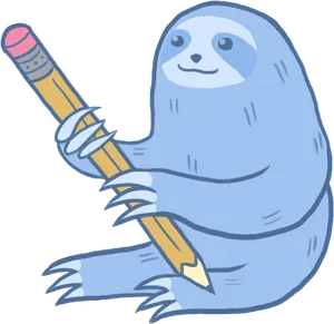 Sloth_ Holding_ Pencil_ Illustration.png PNG Image