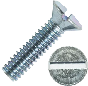 Slotted Flat Head Machine Screw PNG Image