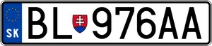 Slovakia E U License Plate B L976 A A PNG Image