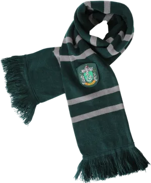 Slytherin House Scarfwith Crest PNG Image