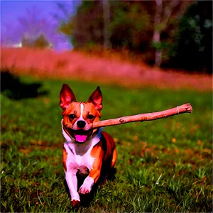 Small Dog Fetching Stick Png 73 PNG Image