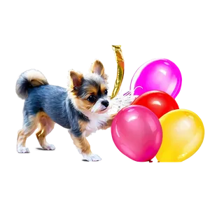 Small Dog With Balloons Png Egr PNG Image